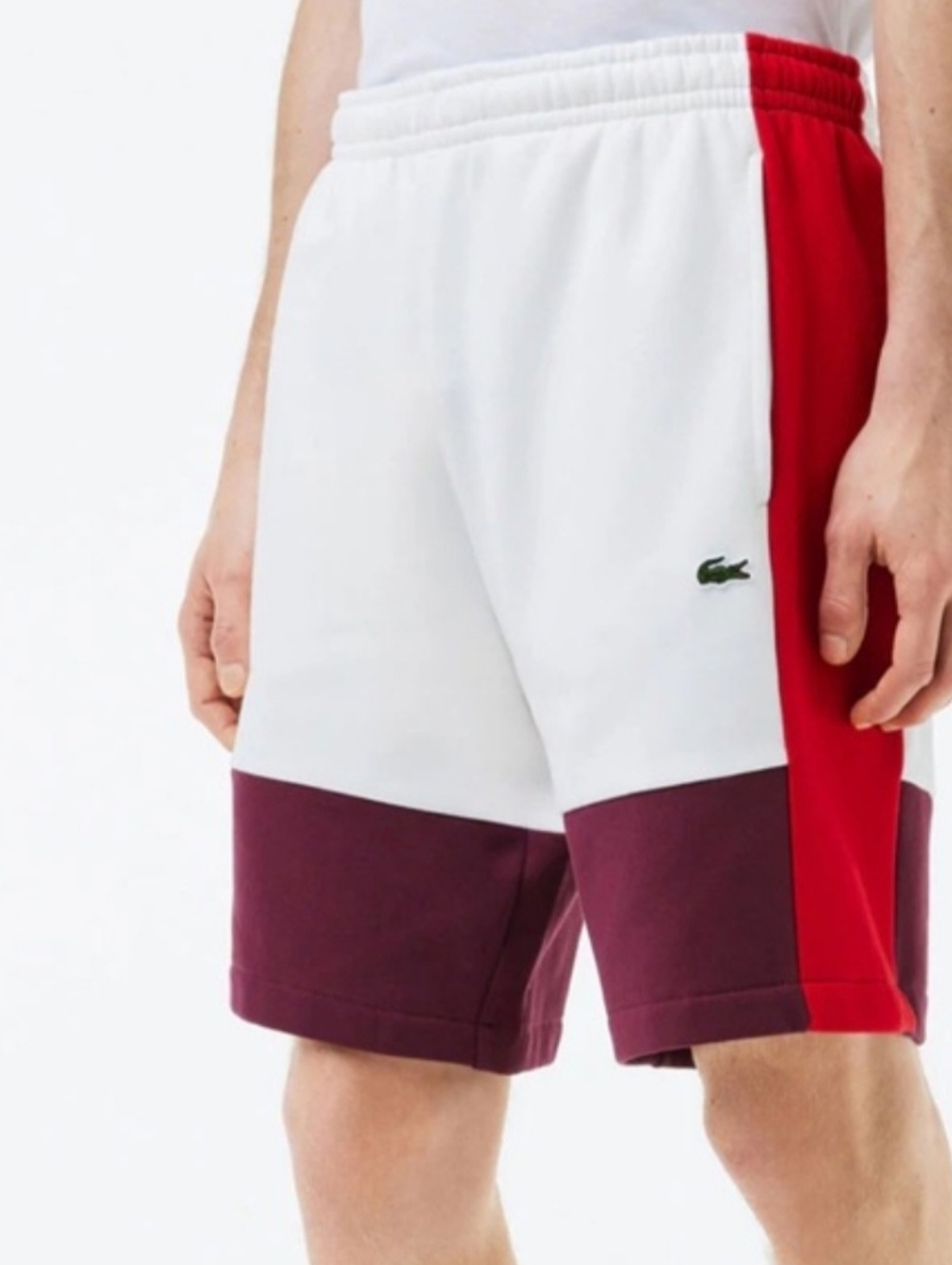 Men’s Lacoste Color Block Fleece Shorts, Size XXL.